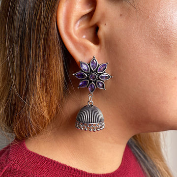 Amethyst Flower Jhumkis